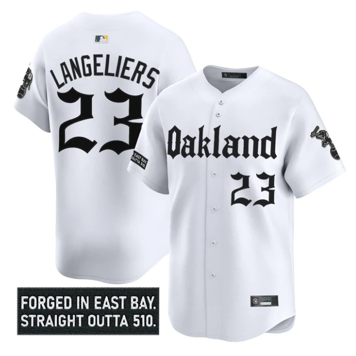 Shea Langeliers Jersey #23 Oakland Athletics Gothic East Bay Edition White by My Store