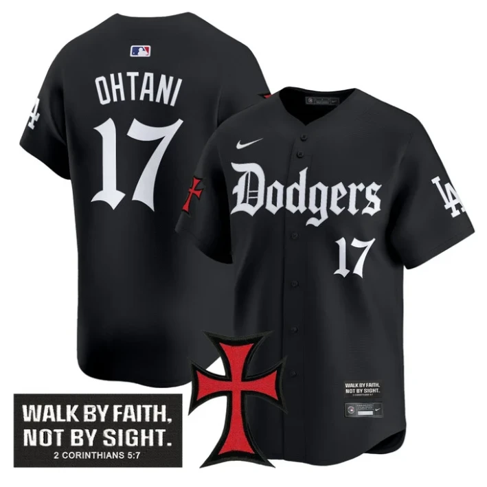 Shohei Ohtani Jersey #17 Dodgers Faith Glory Edition Vapor Premier Limited Stitched Black by My Store