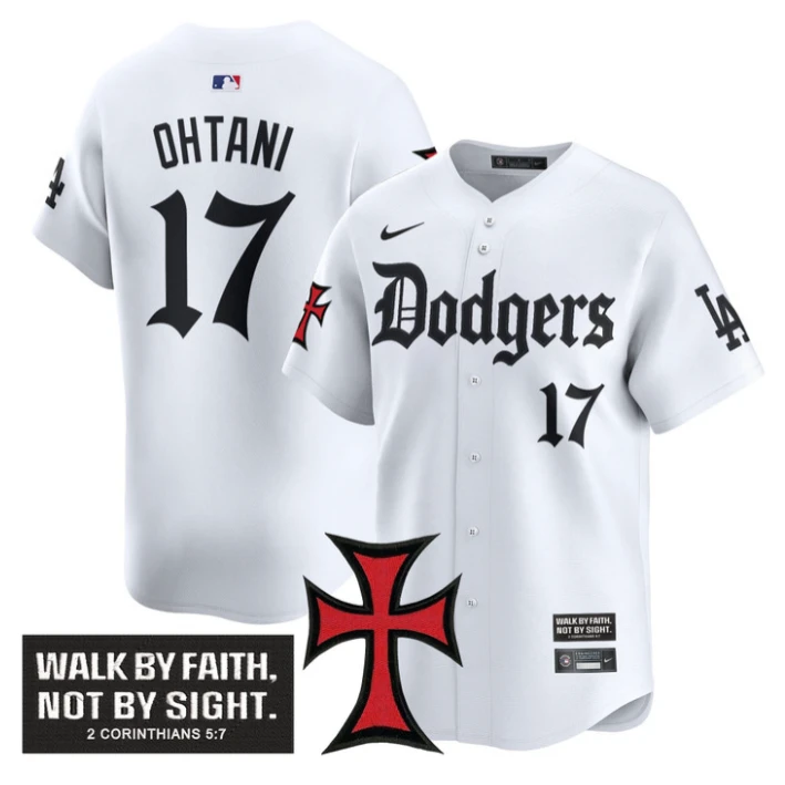 Shohei Ohtani Jersey #17 Dodgers Faith Glory Edition Vapor Premier Limited Stitched White by My Store