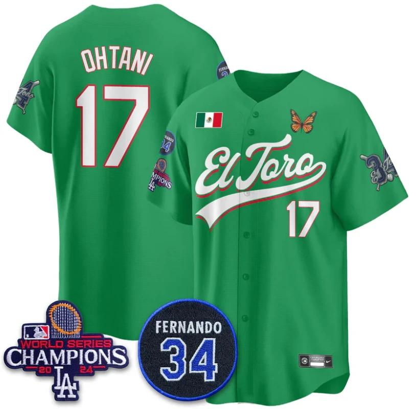 Shohei Ohtani Jersey #17 Dodgers Mexican El Toro For 34 Stitched Green by My Store