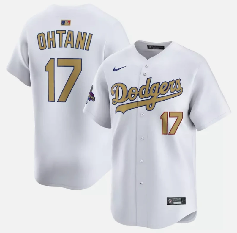 Shohei Ohtani Jersey #17 Dodgers White 2025 Gold Collection Limited Stitched by My Store