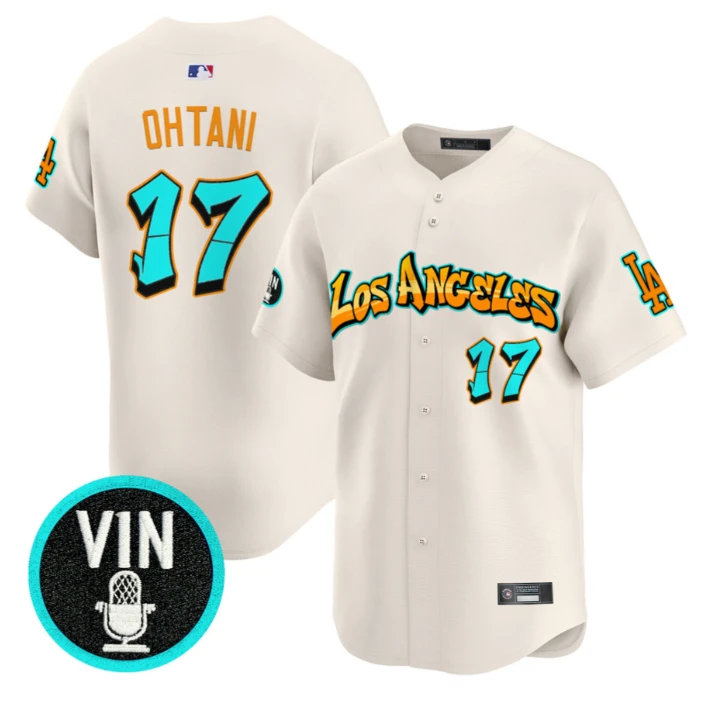 Shohei Ohtani Jersey #17 Los Angeles Dodgers Graffiti Street Style Edition Cream by My Store