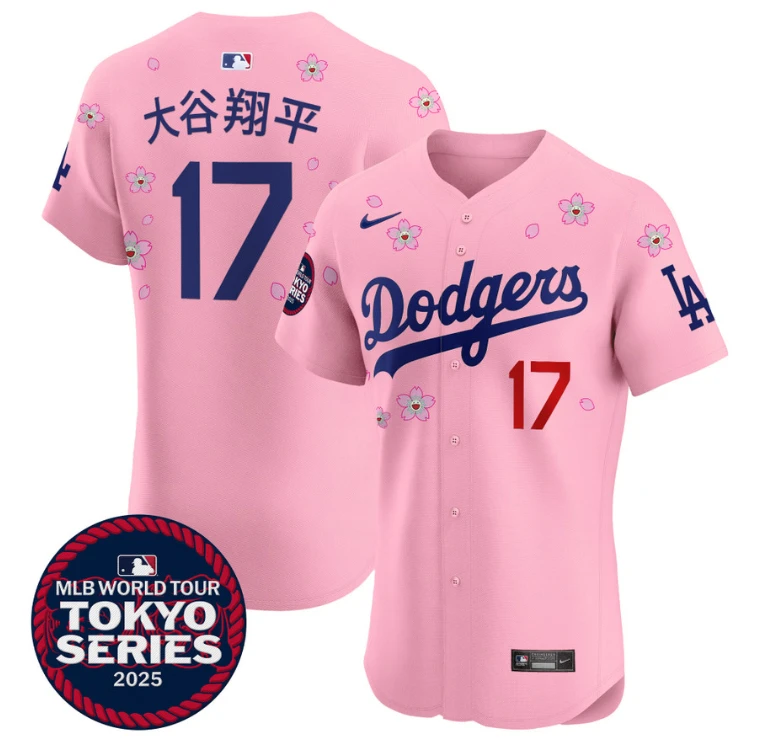 Shohei Ohtani (Kanji) Jersey #17 Dodgers Tokyo Series 2025 Vapor Premier Elite Cherry Blossom by My Store