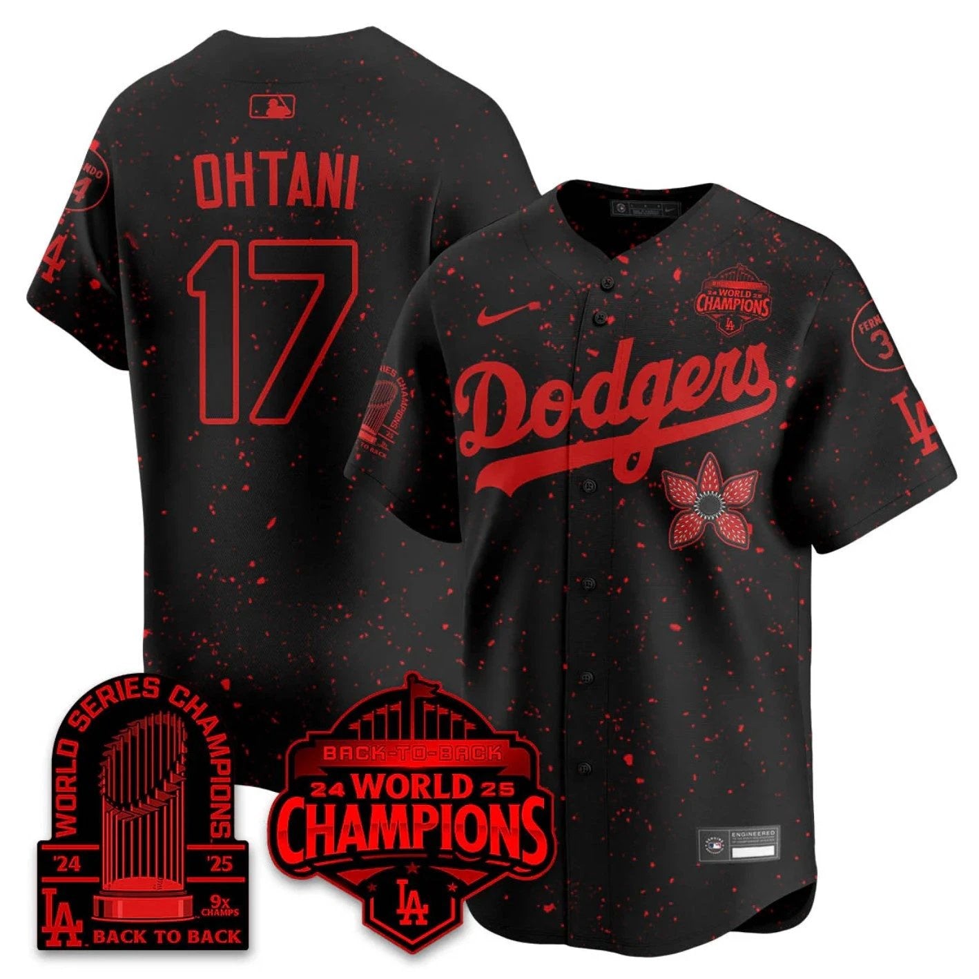 Shohei Ohtani Jersey #17 Dodgers 2025 Champions Stranger Things 9x Champs Stitched by My Store