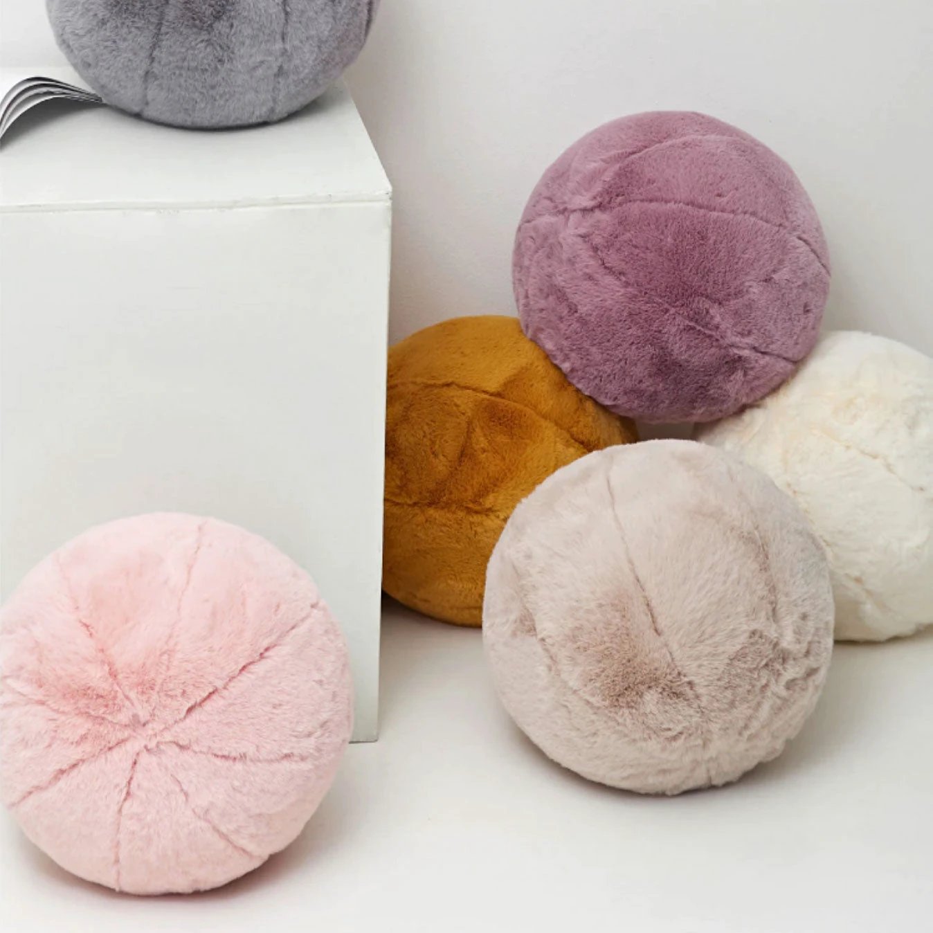 Short Fur Ball Pillow by Bowlift