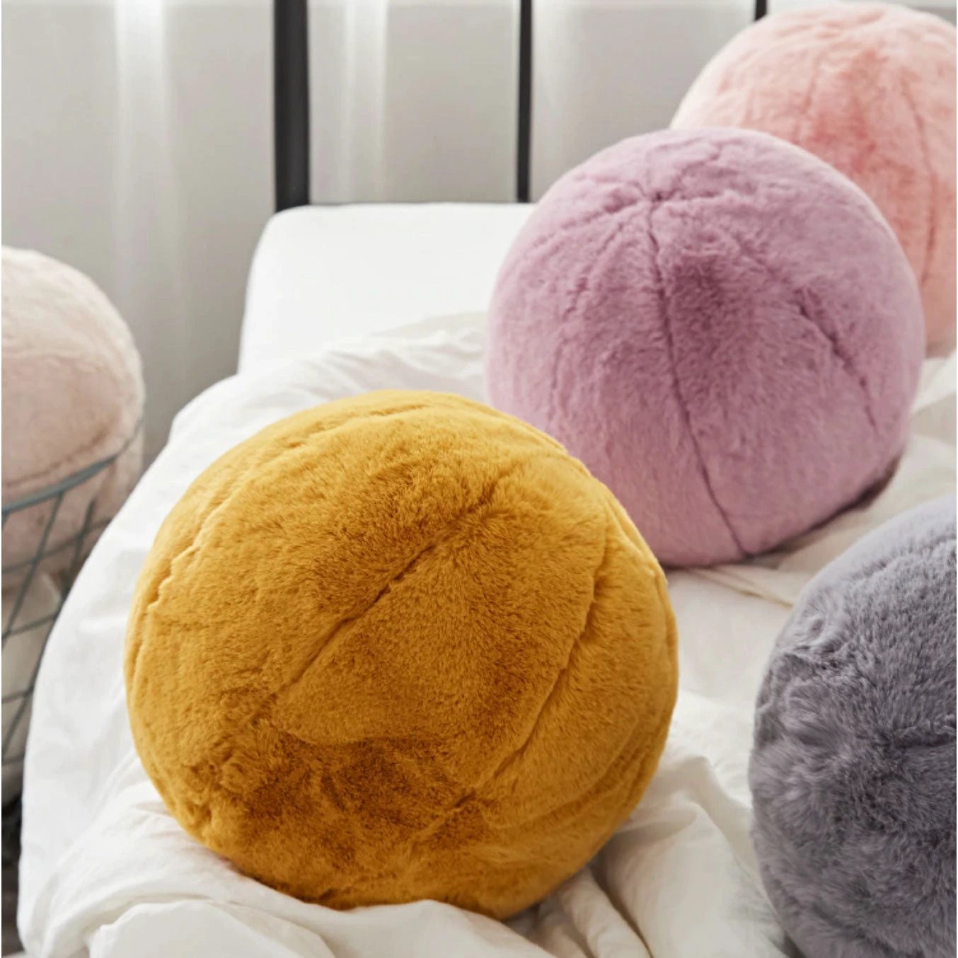 Short Fur Ball Pillow by Bowlift