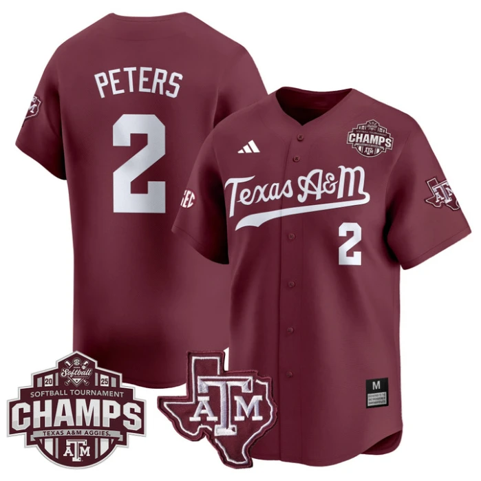 Sidne Peters Jersey #2 Texas A&M Aggies 2025 SEC Champions Patch Limited Stitched Maroon by My Store