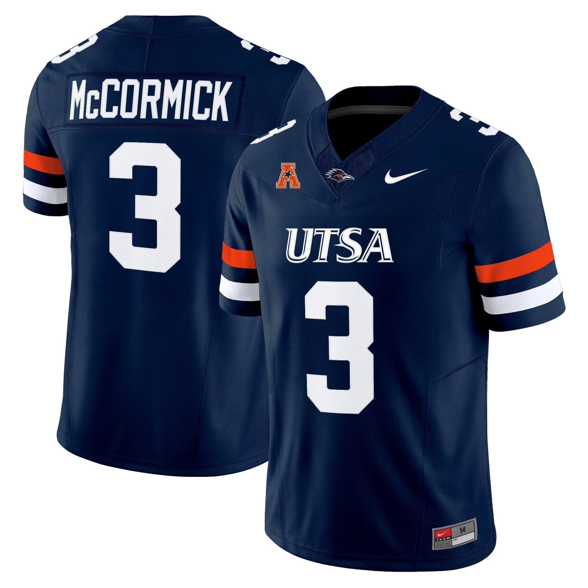 Sincere McCormick Jersey #3 UTSA Roadrunners 2025 Vapor Limited Stitched Navy by My Store