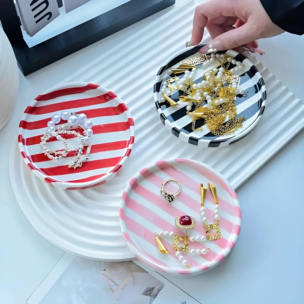 Silva Ceramic Stripe Jewelry Tray by Casa & Beyond
