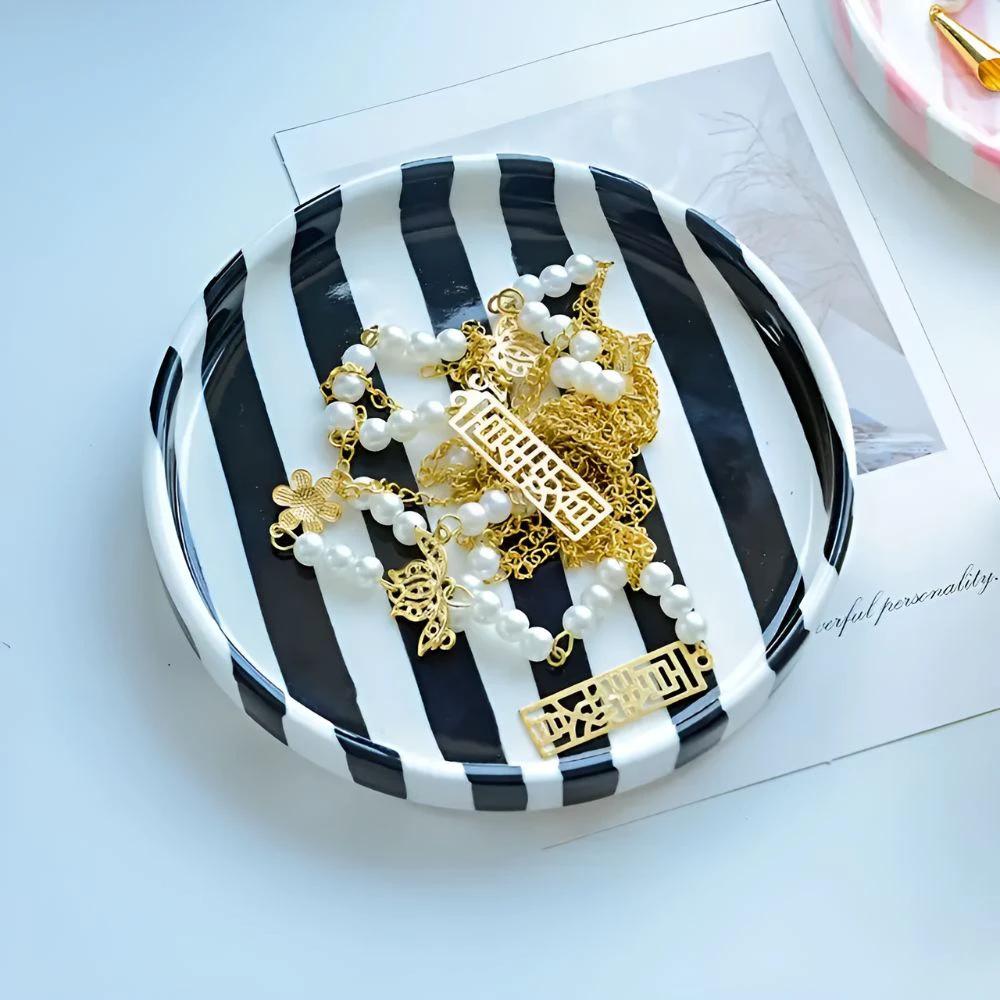 Silva Ceramic Stripe Jewelry Tray by Casa & Beyond