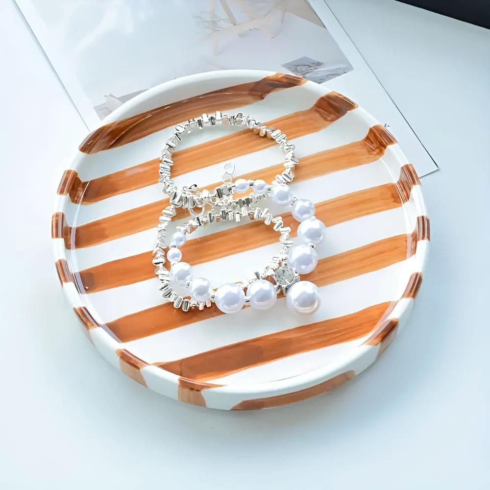 Silva Ceramic Stripe Jewelry Tray by Casa & Beyond
