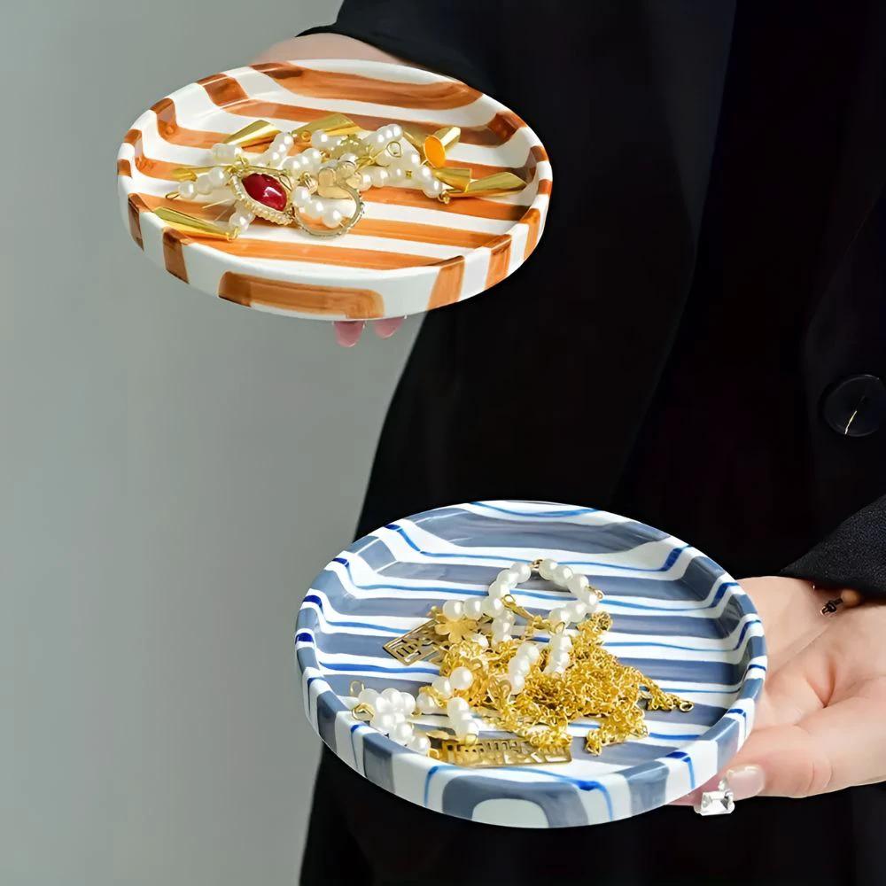 Silva Ceramic Stripe Jewelry Tray by Casa & Beyond