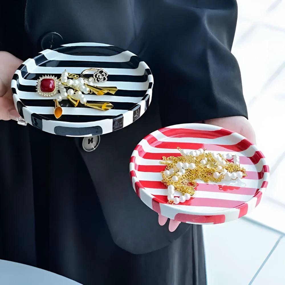 Silva Ceramic Stripe Jewelry Tray by Casa & Beyond