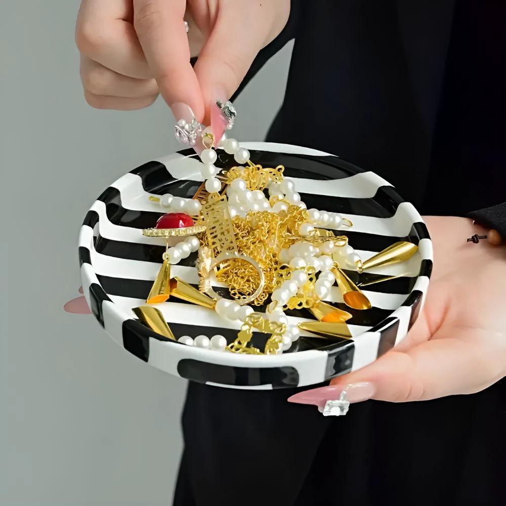Silva Ceramic Stripe Jewelry Tray by Casa & Beyond