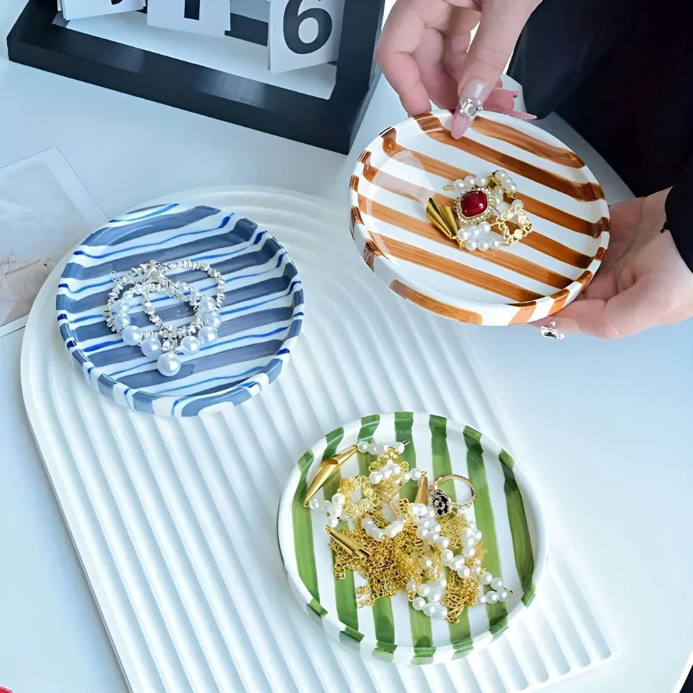 Silva Ceramic Stripe Jewelry Tray by Casa & Beyond
