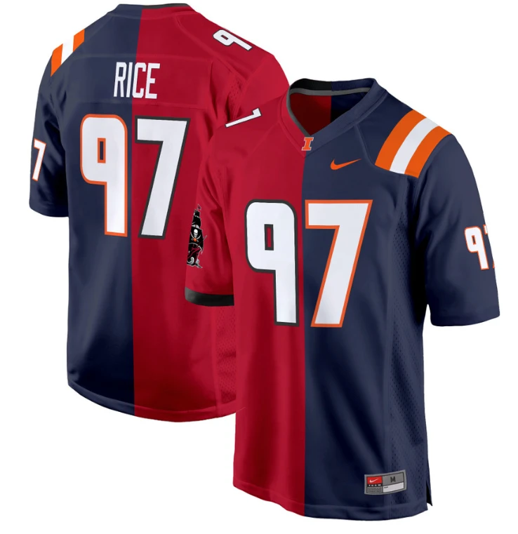 Simeon Rice Jersey #97 Illinois Fighting Illini Split Football Game Stitched by My Store