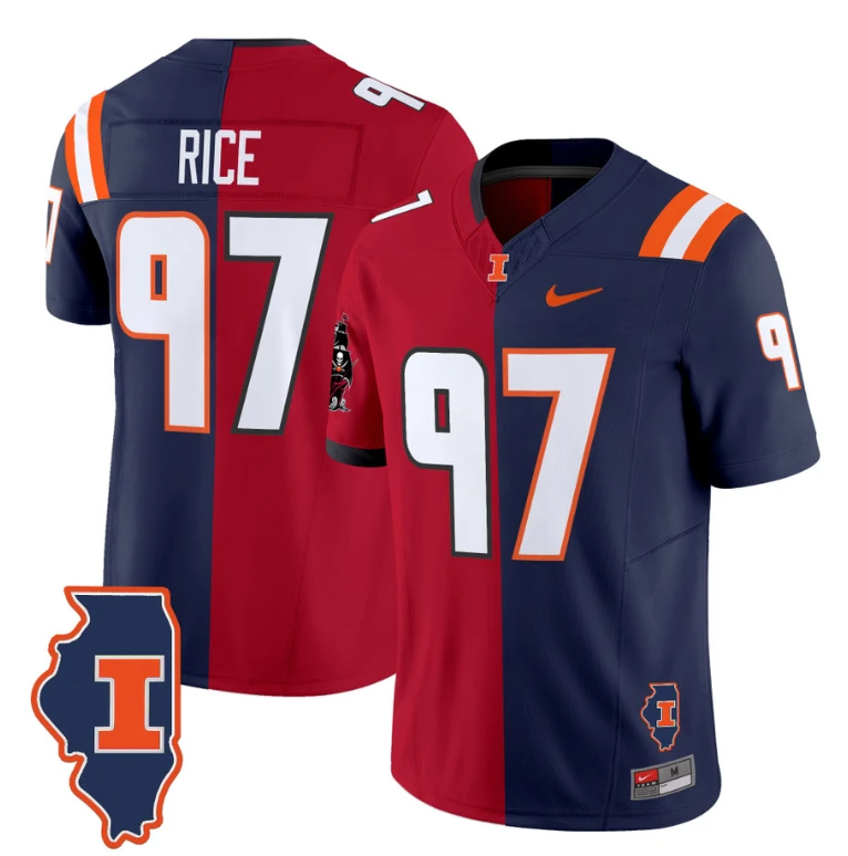 Simeon Rice Jersey #97 Illinois Fighting Illini Split Vapor Limited Football by NCAA Football Jersey