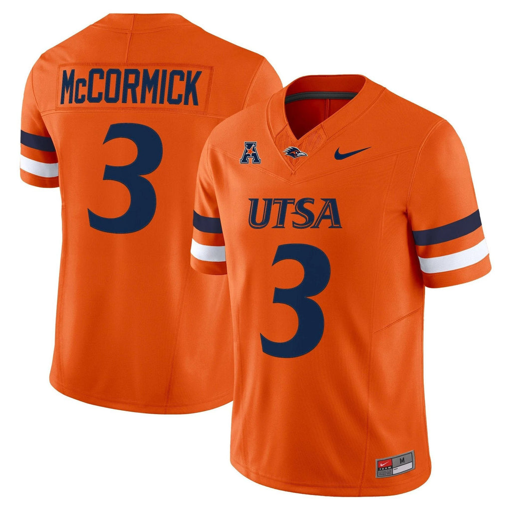 Sincere McCormick Jersey #3 UTSA Roadrunners 2025 Vapor Limited Stitched Orange by My Store