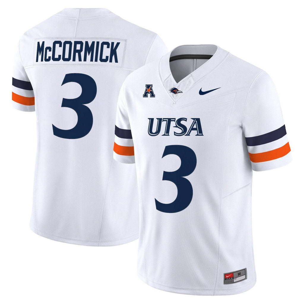 Sincere McCormick Jersey #3 UTSA Roadrunners 2025 Vapor Limited Stitched White by My Store