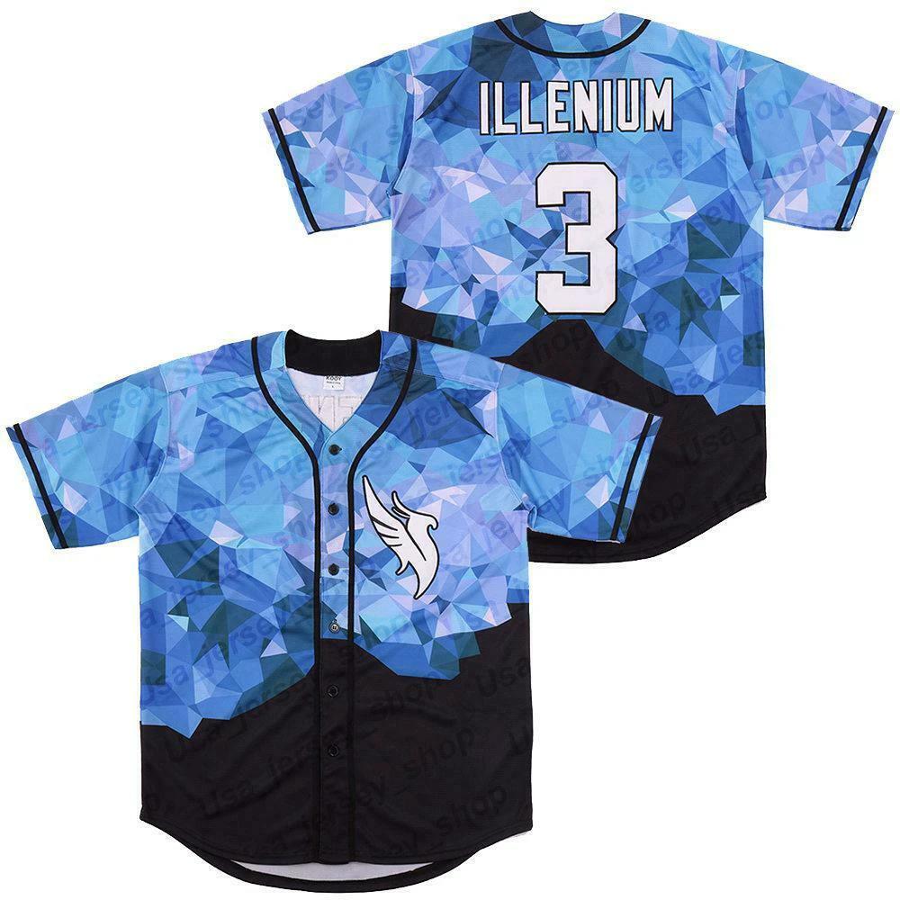 Singer Illenium #3 Baseball Jerseys Diamond Fashion Jerseys Hip Hop by My Store
