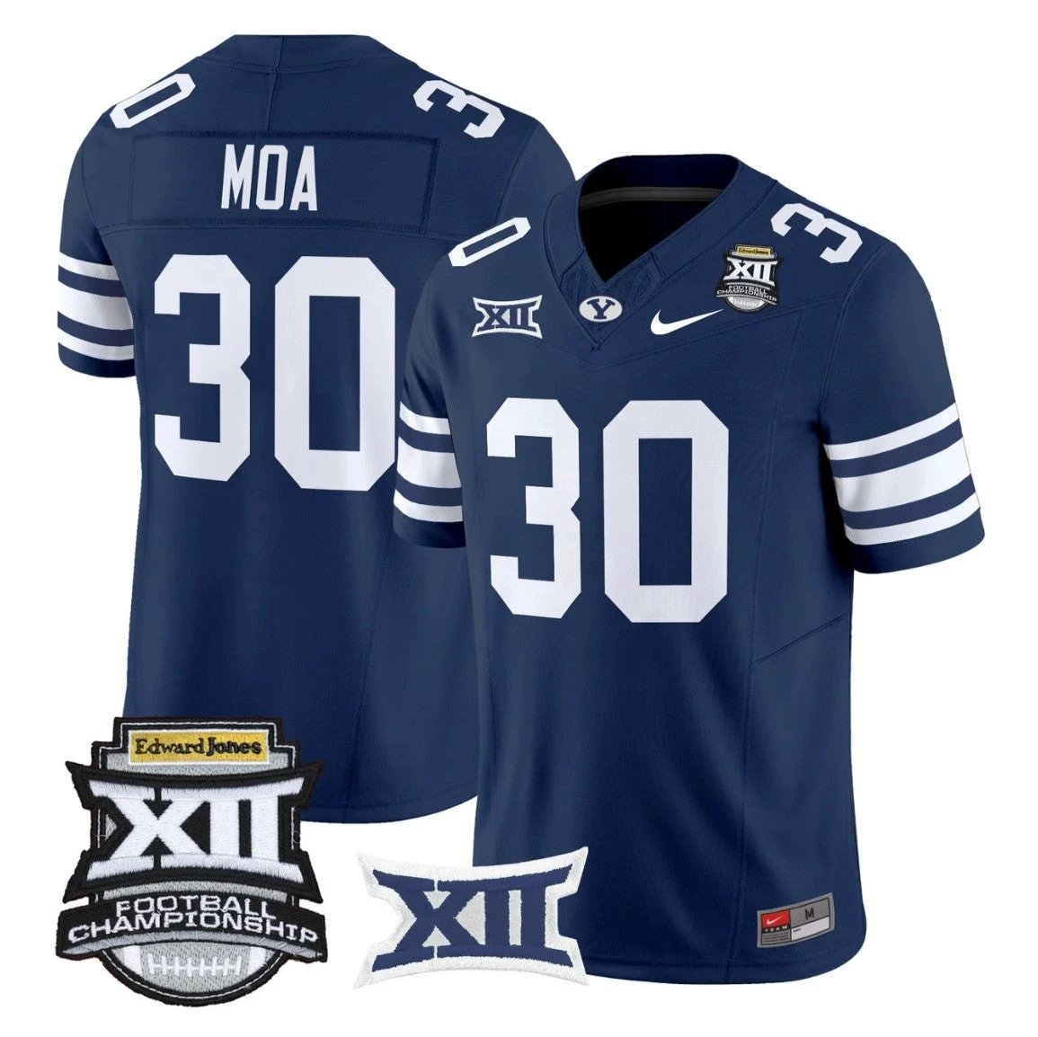 Sione Moa Jersey #30 BYU Cougars 2025 Big 12 Championship Stitched Navy by NCAA Football Jersey