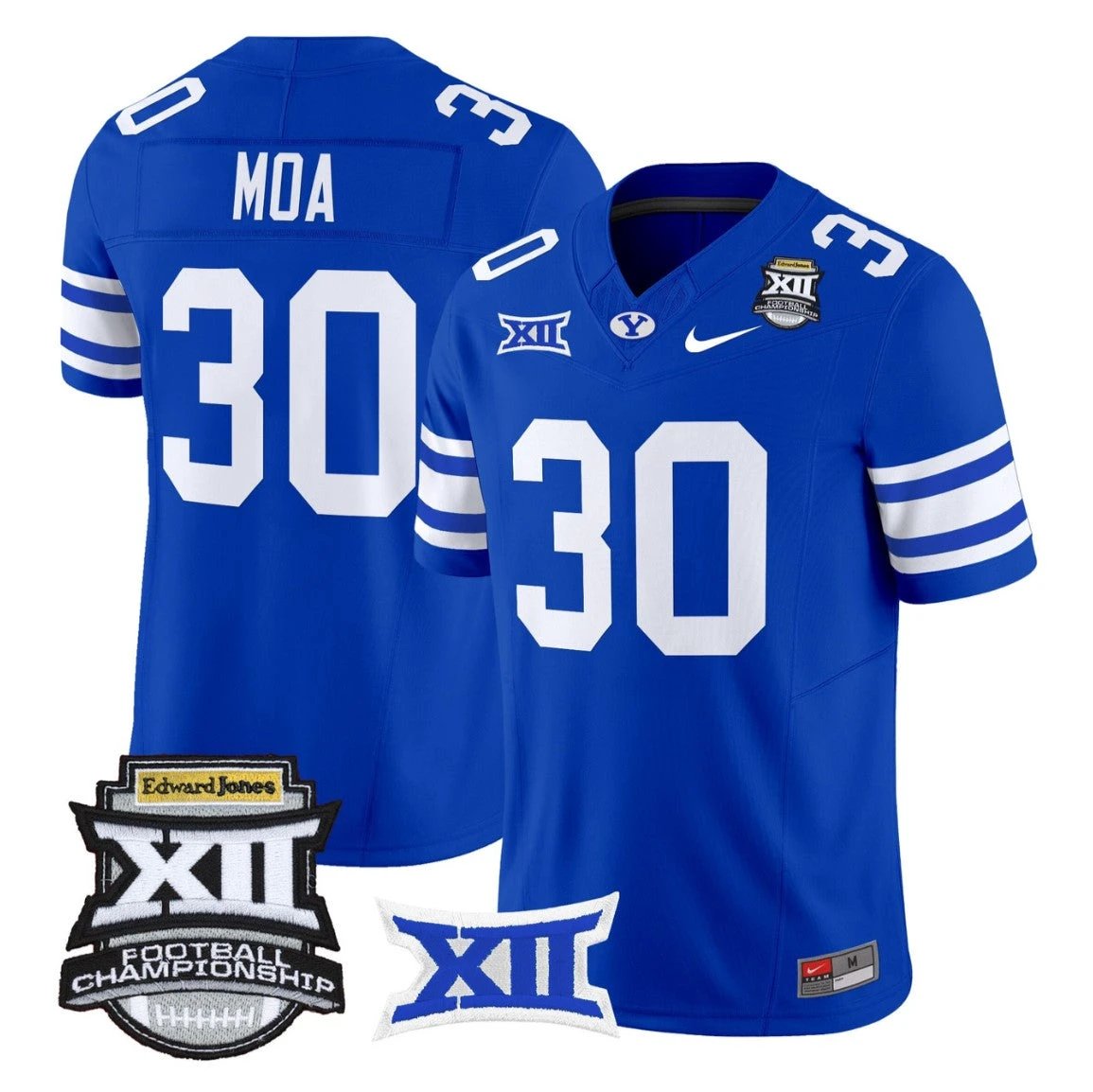 Sione Moa Jersey #30 BYU Cougars 2025 Big 12 Championship Stitched Royal by NCAA Football Jersey