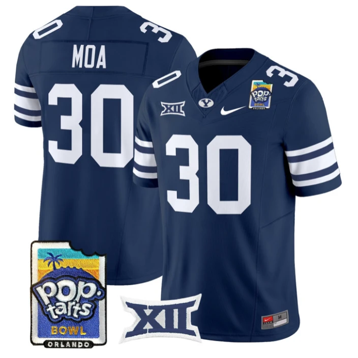 Sione Moa Jersey #30 BYU Cougars 2025 Pop-Tarts Patch Vapor Stitched Navy by NCAA Football Jersey