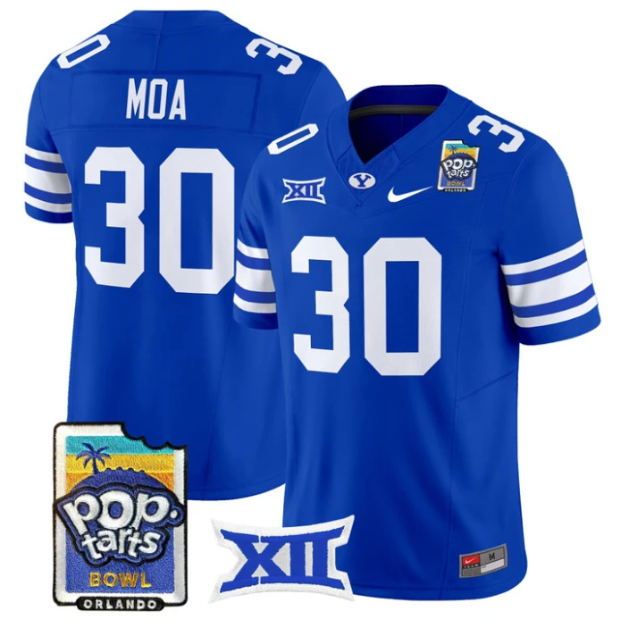 Sione Moa Jersey #30 BYU Cougars 2025 Pop-Tarts Patch Vapor Stitched Royal by NCAA Football Jersey