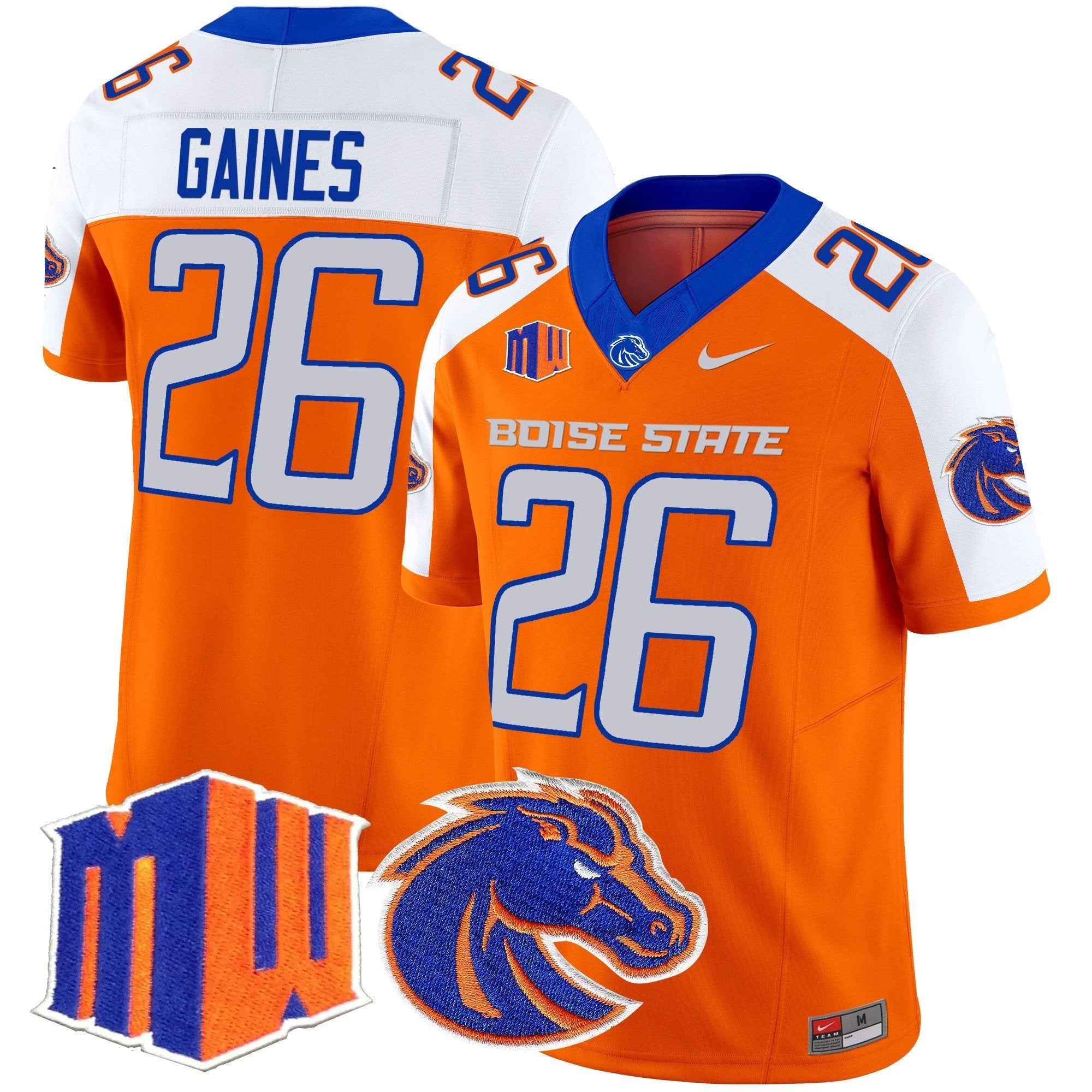 Sire Gaines Jersey #26 Boise State Broncos 2025 Vapor Stitched Orange Alternate by My Store