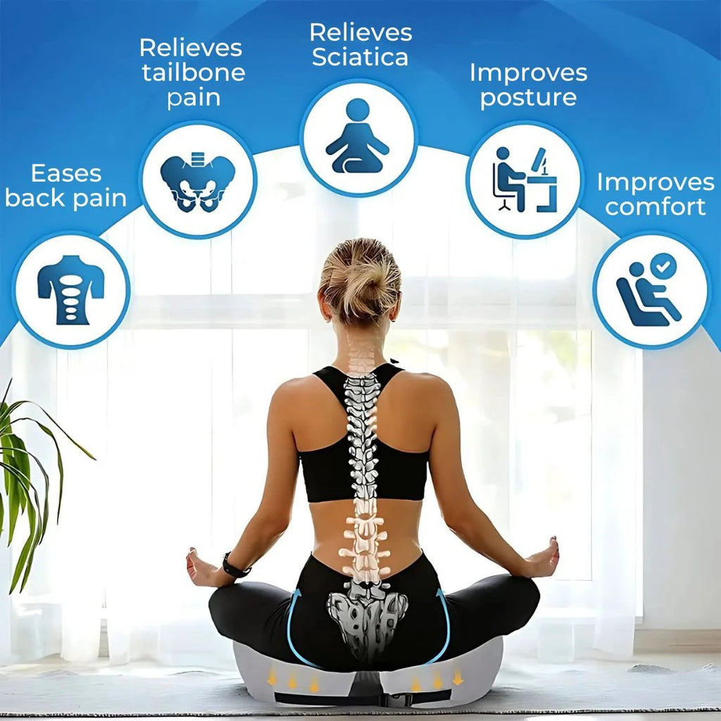 SitSmart Adjustable Memory Foam Sit Bone Relief | Seat Cushion for Tailbone Pressure Pain - Posture Support in Office Chairs Bowlift by Bowlift