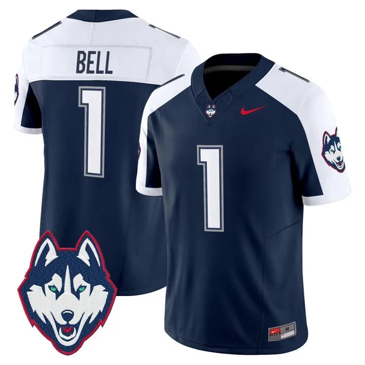 Skyler Bell Jersey #1 UConn Huskies 2025 Vapor Limited Stitched by My Store NCAA Football Jerseys