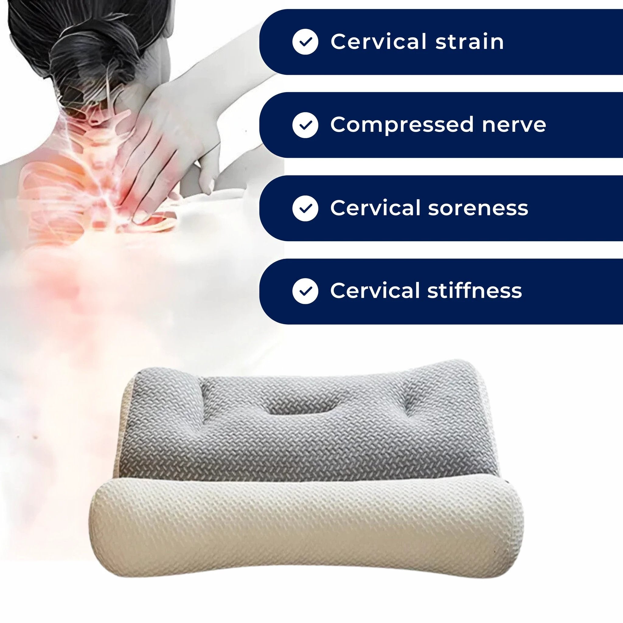 SpineEase | Orthopedic Neck Pillow – Pain Relief – Breathable Memory Foam – For Side Sleepers & All Sleep Positions Bowlift by Bowlift