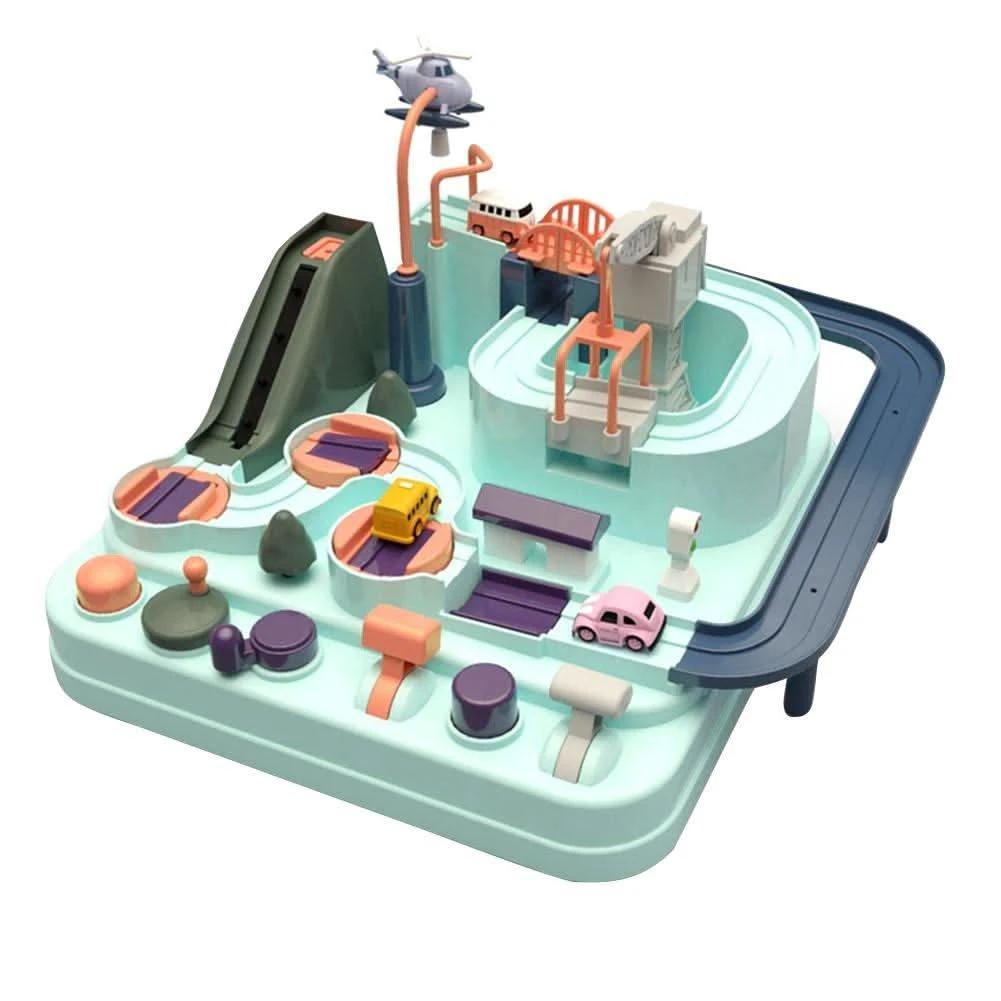 Interactive city playset with cars & helicopter for children aged 3+ by BowLift