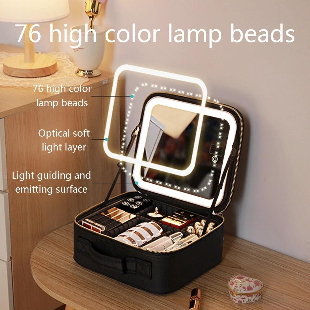 Travel Makeup Case with LED Light & Mirror Portable Bowlift by Bowlift