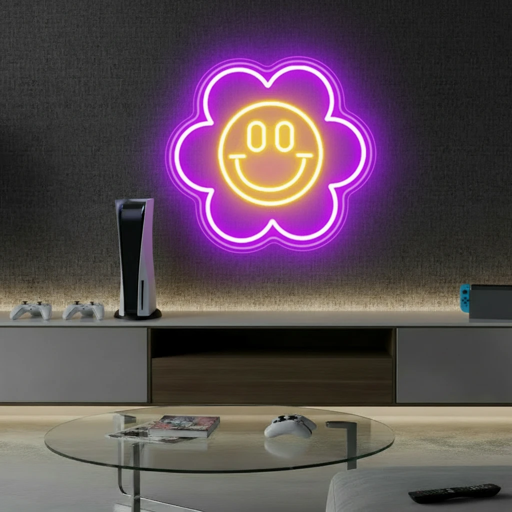 Smiley Face Flower Led Neon Sign Room Decor Sign by Neonchics