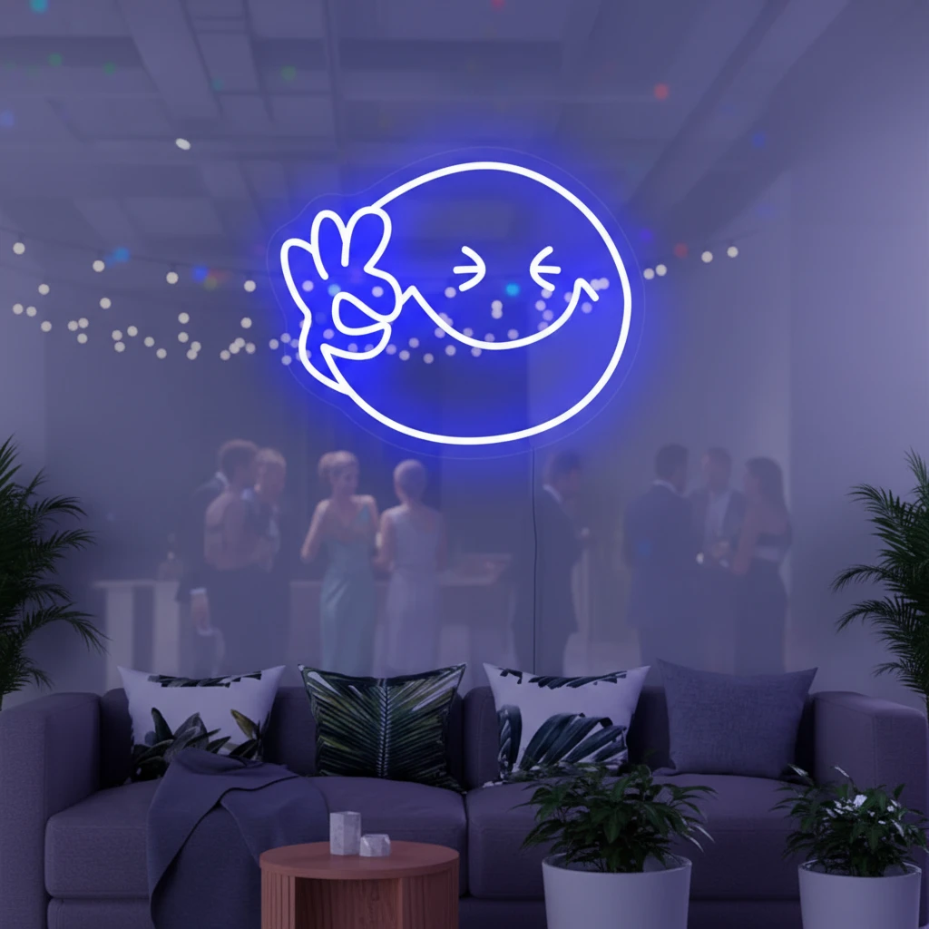 Smiley Face Neon Sign OK Neon Sign Wall Decor Art by Neonchics