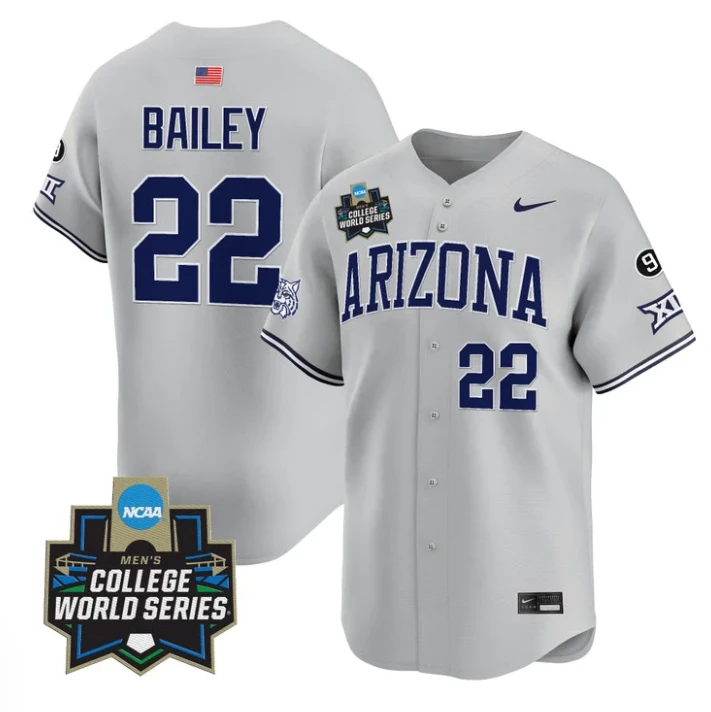 Smith Bailey Jersey #22 Arizona Wildcats 2025 World Series Stitched Gray by My Store