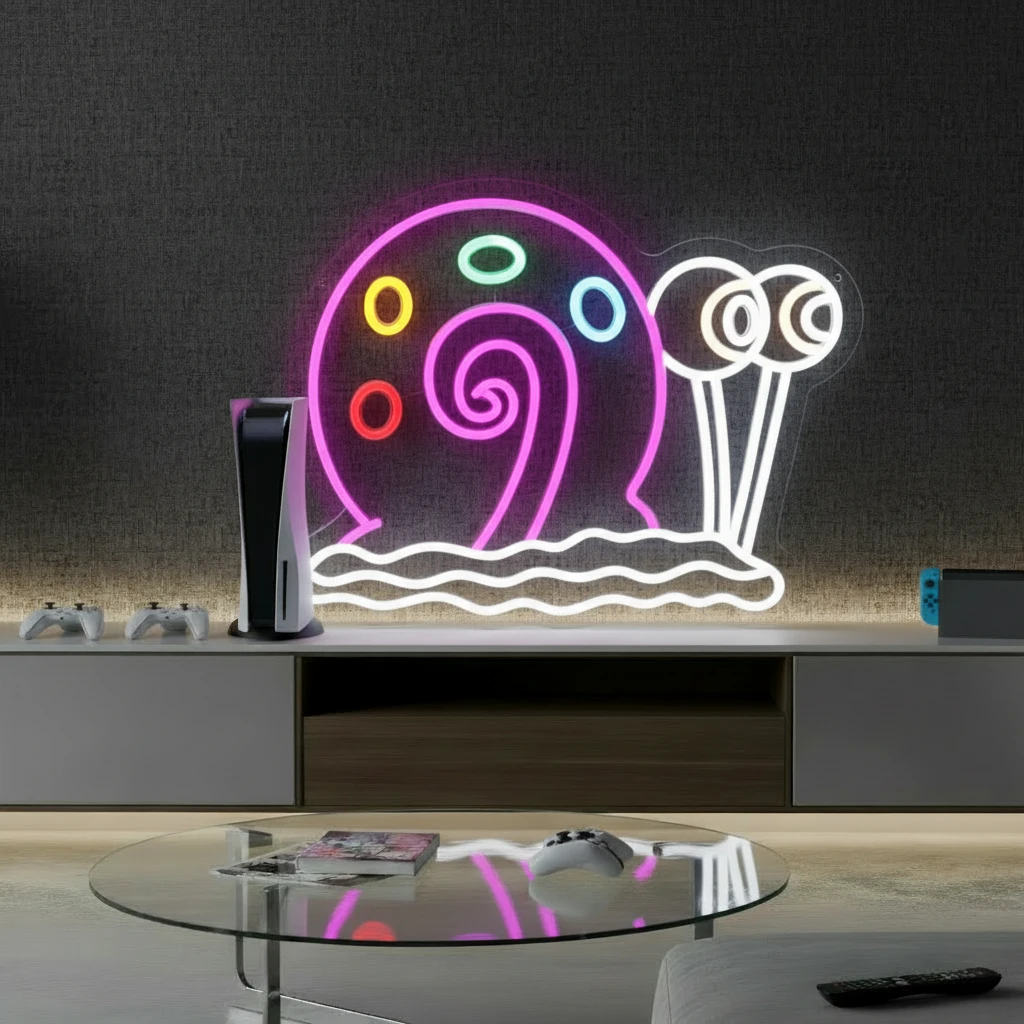 Snail Neon Sign Anime Cartoon Neon Sign Gaming Room Decor by Neonchics