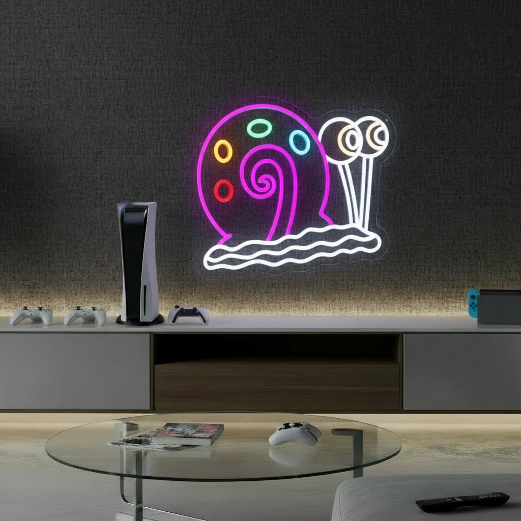 Snail Neon Sign Anime Cartoon Neon Sign Gaming Room Decor by Neonchics