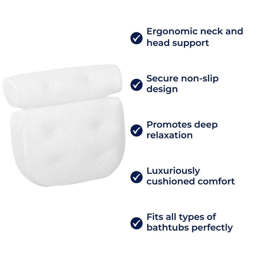 SoakEase Bath Pillow – Neck & Head Support – Non-Slip Cushion – Enhances Relaxation – Fits All Bathtubs – Soft & Comfortable Bowlift by Bowlift