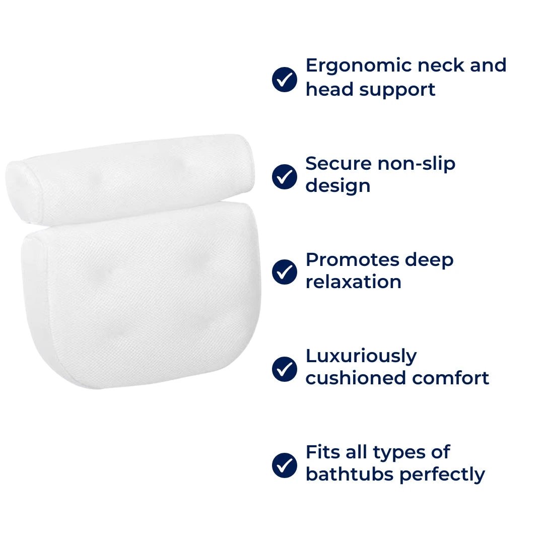 SoakEase Bath Pillow – Neck & Head Support – Non-Slip Cushion – Enhances Relaxation – Fits All Bathtubs – Soft & Comfortable Bowlift by Bowlift