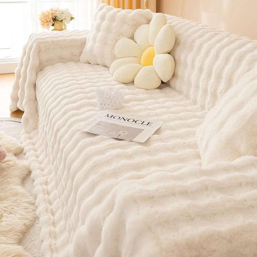 Rabbit Faux Fur Blanket Soft Sofa Cover by Casa & Beyond