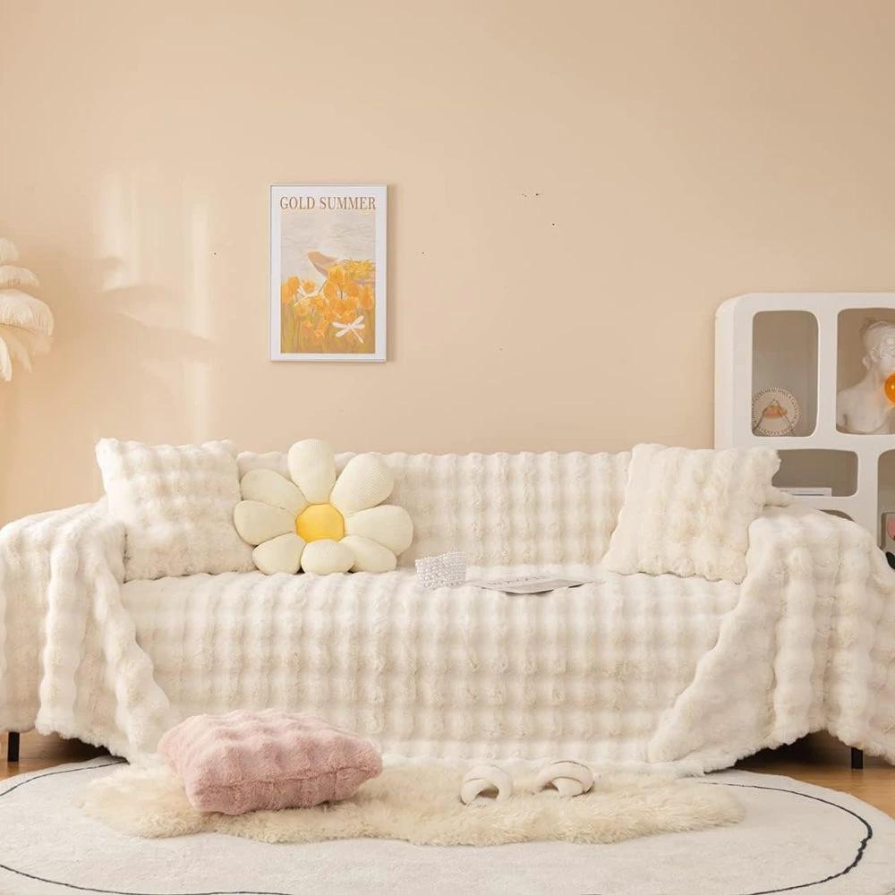Rabbit Faux Fur Blanket Soft Sofa Cover by Casa & Beyond