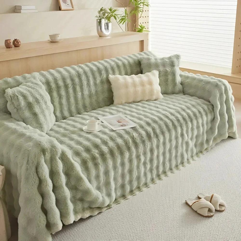 Rabbit Faux Fur Blanket Soft Sofa Cover by Casa & Beyond