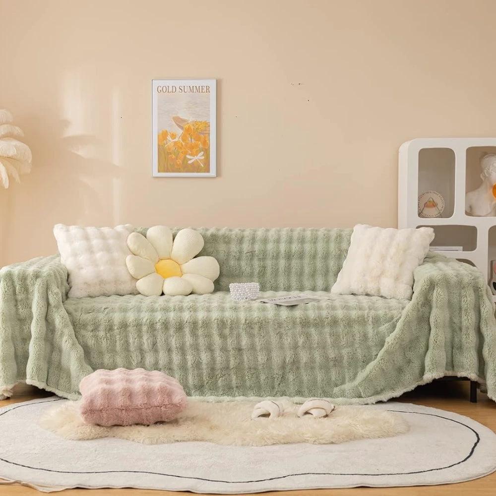 Rabbit Faux Fur Blanket Soft Sofa Cover by Casa & Beyond