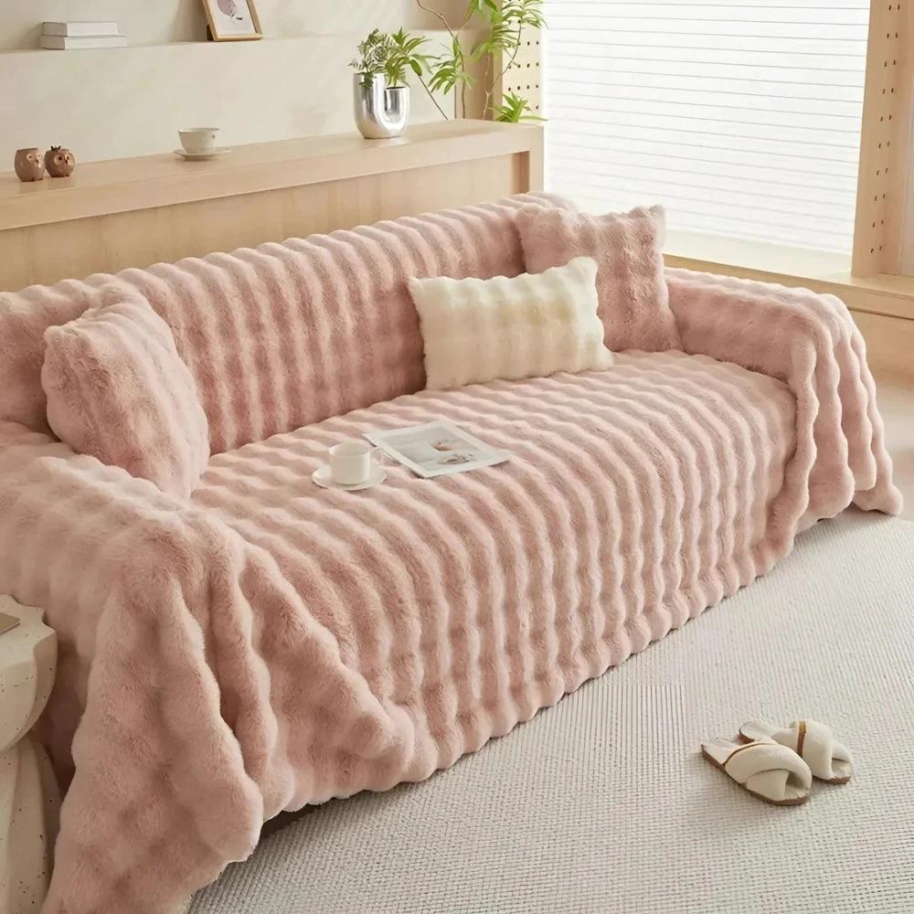 Rabbit Faux Fur Blanket Soft Sofa Cover by Casa & Beyond