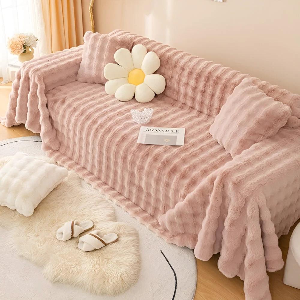 Rabbit Faux Fur Blanket Soft Sofa Cover by Casa & Beyond
