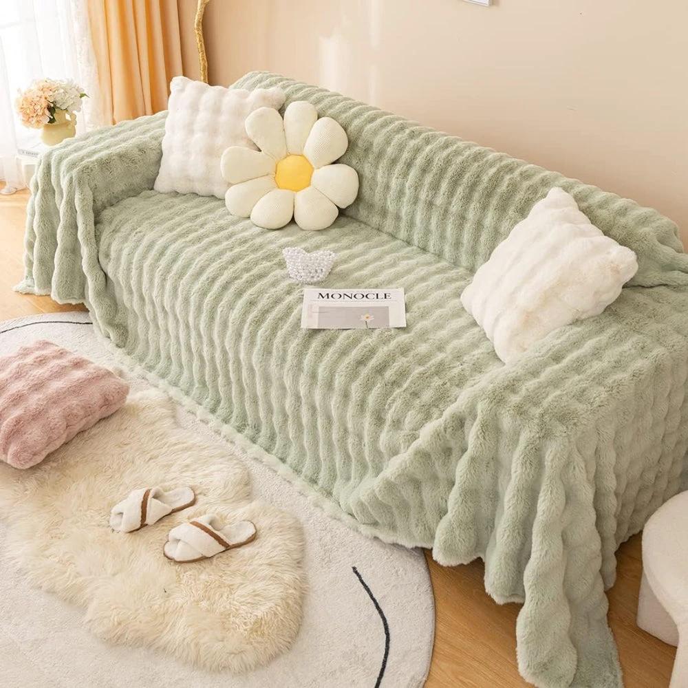 Rabbit Faux Fur Blanket Soft Sofa Cover by Casa & Beyond