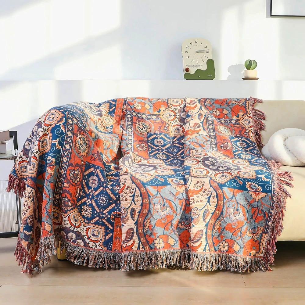 Solea Floral Jacquard Cotton Throw Blanket by Casa & Beyond