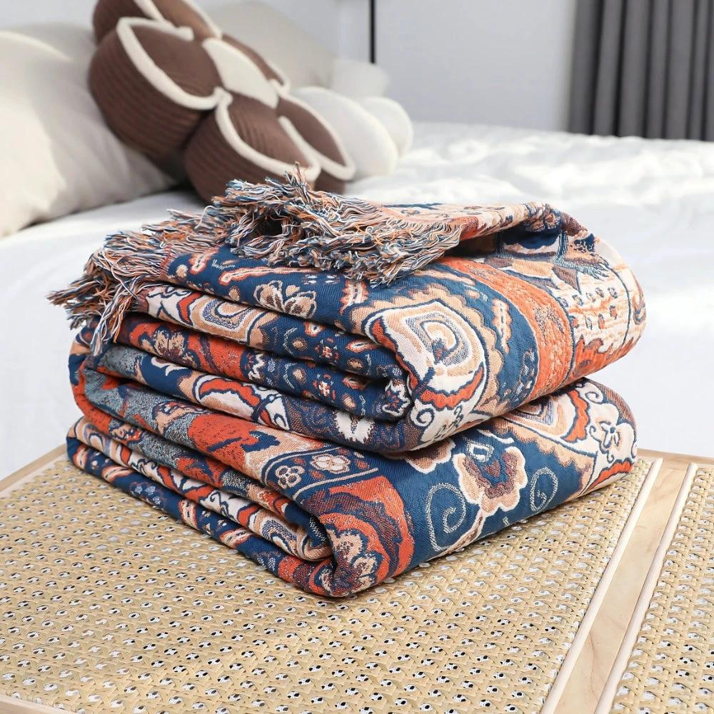 Solea Floral Jacquard Cotton Throw Blanket by Casa & Beyond